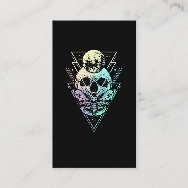 Carte De Visite Pastel Goth Moon Crâne gothique Wicca Crescent Mot (Devant)