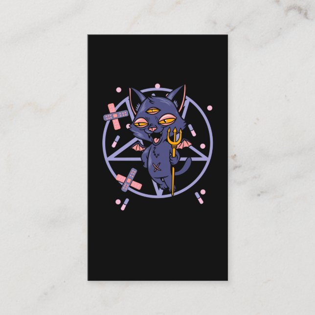 Carte De Visite Pastel Goth Moon Wiccan Animal Cat (Devant)