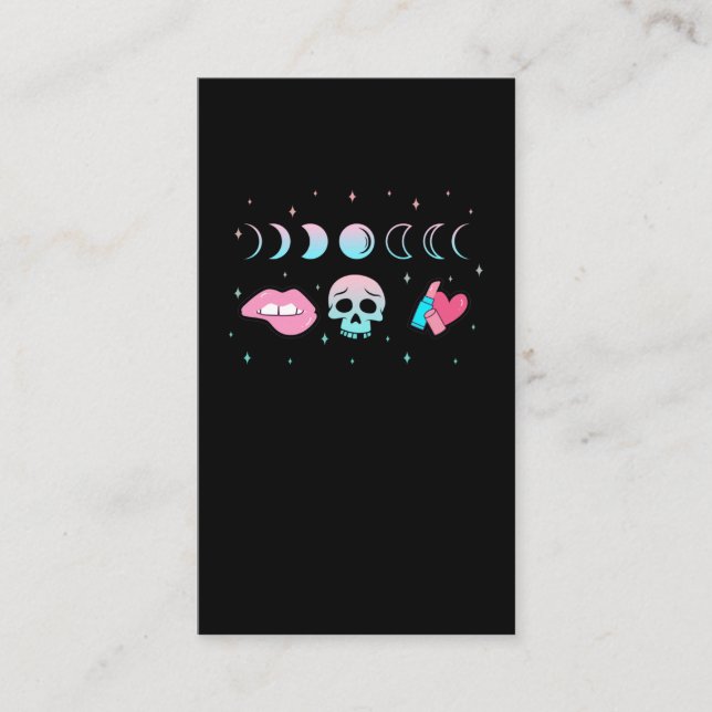 Carte De Visite Pastel Goth Skull Moon Kawaii Make Up Witch (Devant)