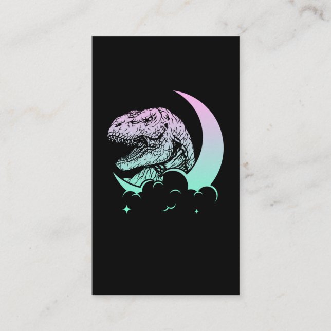 Carte De Visite Pastel Goth Trex Moon Wiccan Dinosaures (Devant)