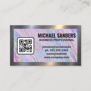 Carte De Visite Pastel Holographique Iridescgraphique   Bordure mé