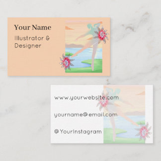 Carte De Visite Pastel Horizon Danseur Art Floral Murale