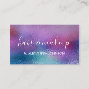 Carte De Visite Pastel Iridescente Foil Bleu, violet et Turquoise