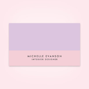Carte De Visite Pastel Lavender Purple et rose Colorblock Simple