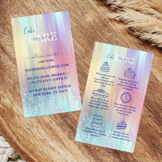 Carte De Visite Pastel Luxe Gradient Cake Care  (Créateur téléchargé)
