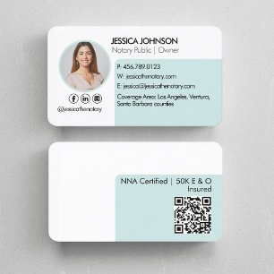 Carte De Visite Pastel Minimal & Moderne QR Code Photo Notaire