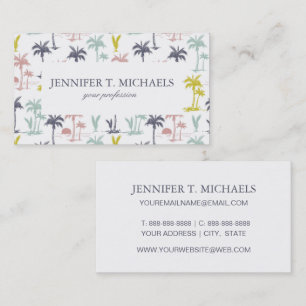 Carte De Visite Pastel Palm Tree by the Beach Motif