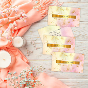 Carte De Visite Pastel Pink Gold Grungy Dandelion Confetti Vip