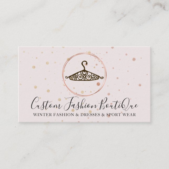 Carte De Visite Pastel Pink Seamstress Fashion Tailor Swirl Hanger (Devant)