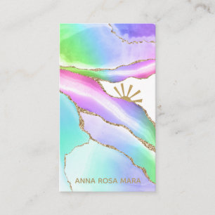 Carte De Visite *~* Pastel Rainbow Agate Gold Veines Parties scint