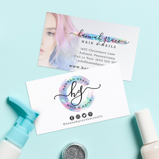 Carte De Visite Pastel Rainbow Paint Lavez Votre Logo Photo Person (Créateur téléchargé)