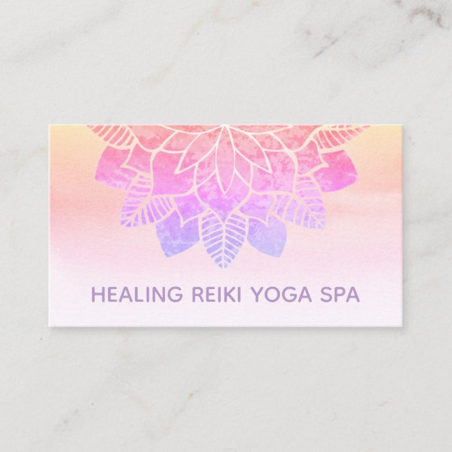 Carte De Visite *~* Pastel Rainbow Spirituelle Mandala Yoga Reiki (Devant)