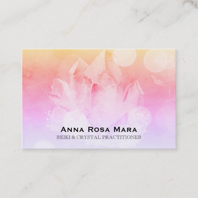 Carte De Visite *~* Pastel Reiki Healer Yoga Massage Crystal (Devant)