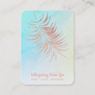 Carte De Visite *~* Pastel Rose Gold Palm Leaf Ombre Turquoise