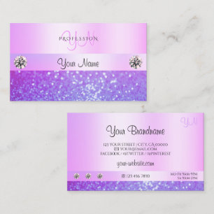 Carte De Visite Pastel Rose Violet Parties scintillant Bijoux Mono