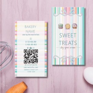 Carte de visite Pastel Stripes Cute Sweet treats
