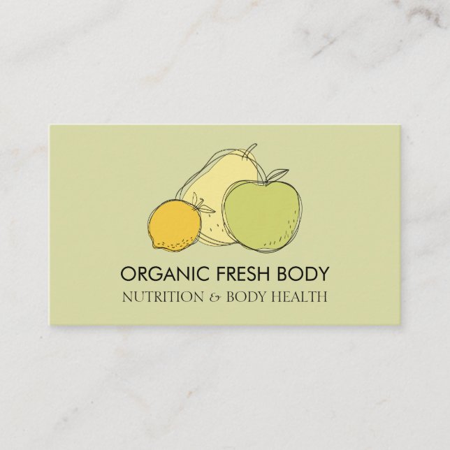 Carte De Visite Pastel Yellow Food Fruit Dietician Nutritionist (Devant)