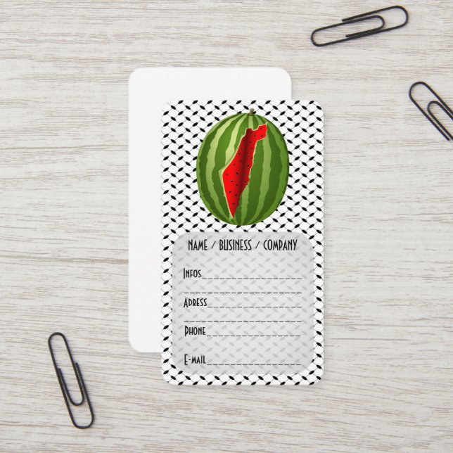 Carte De Visite Pastèque Palestine - Slice (Devant/Arrière en situation)