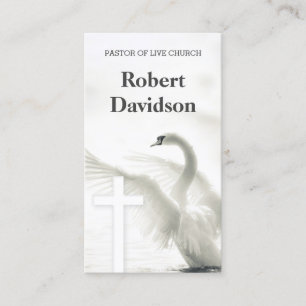 Carte De Visite Pasteur De L'Eglise Croix Blanche Et Oiseau De Cyg