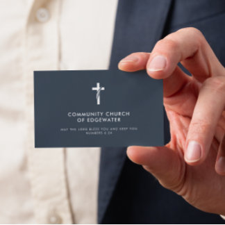 Carte De Visite Pasteur de l'église Moderne Croix minima foi Marin