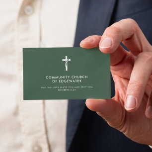 Carte De Visite Pasteur de l'Eglise Moderne Croix minimale foi Ver