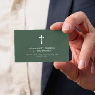 Carte De Visite Pasteur de l'Eglise Moderne Croix minimale foi Ver