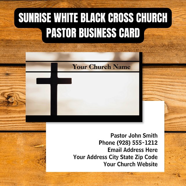 Carte De Visite Pasteur de l'église Sunrise White Black Cross (Sunrise White Black Cross Church Pastor Business Card
)