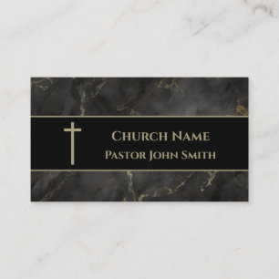 Carte De Visite Pastor de l'église Gold et Marbre noir Christian