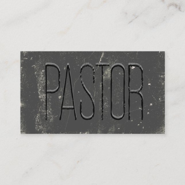 Carte De Visite Pastor Grey Grunge Eglise de tableau noir (Devant)