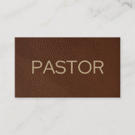 Carte De Visite Pastor Rustic Église en Cuir Brown