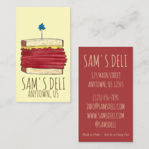 Carte De Visite Pastrami Sandwich Jewish Deli Restaurant Chef