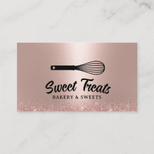 Carte De Visite Pastry Whisk Logo Cupcake Bakery Rose Gold Cake