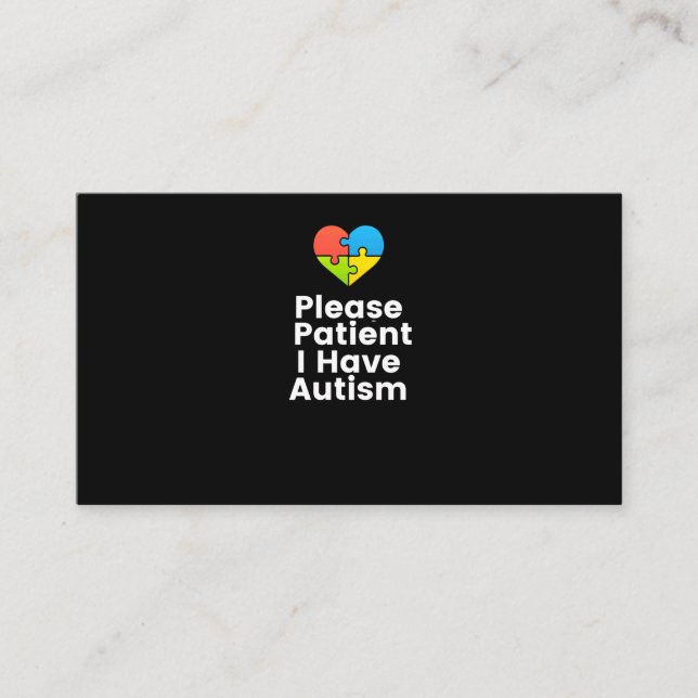 Carte De Visite Patient J'Ai Autisme Chemise Autisme (Devant)