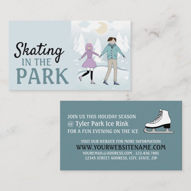Carte De Visite Patinage dans le parc, patinoire patinoire Publici (Devant / Derrière)