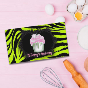 Carte De Visite pâtisserie à imprimer verte zèbre boulangerie Cupc