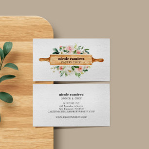 Carte De Visite Pâtisserie à rolling Pin Floral
