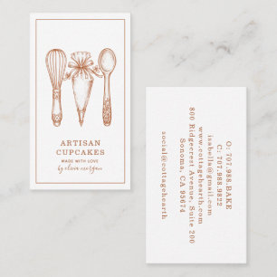 Carte De Visite Pâtisserie artisanale de cupcakes Ustensiles de cu