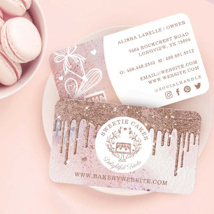 Carte De Visite Pâtisserie Boulangerie Parties scintillant Rose Go