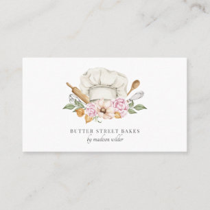 Carte De Visite Pâtisserie Chef Aquarelle Chef Casquette Ustensile