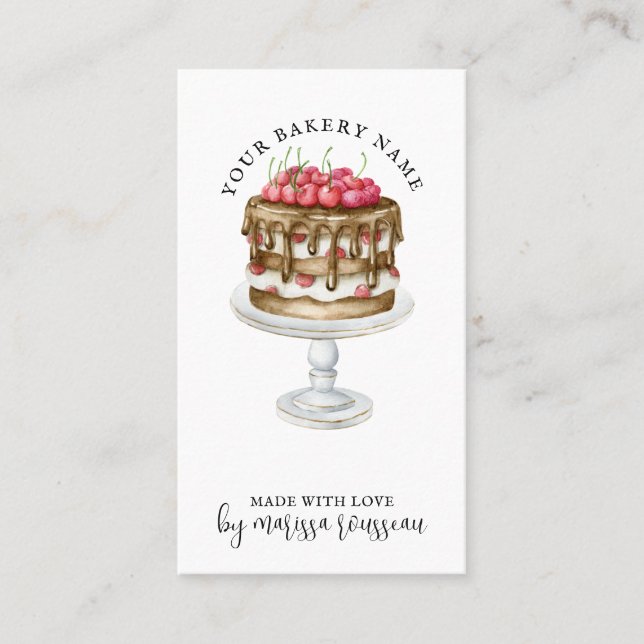 Carte De Visite Pâtisserie Chef Aquarelle Cuisine Dessert (Devant)