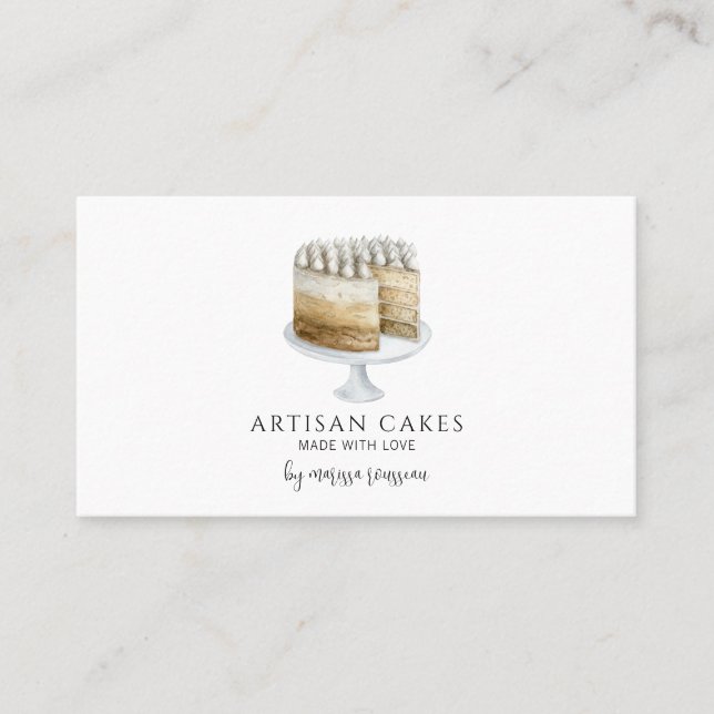 Carte De Visite Pâtisserie Chef Aquarelle Cuisine Gâteau Rose (Devant)