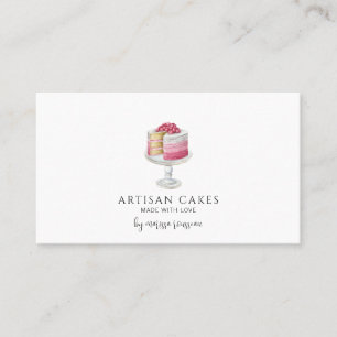 Carte De Visite Pâtisserie Chef Aquarelle Cuisine Gâteau Rose