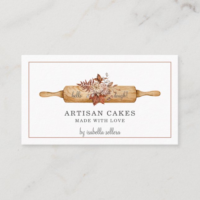 Carte De Visite Pâtisserie Chef Aquarelle Cuisine Ustensiles (Devant)