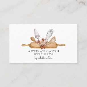 Carte De Visite Pâtisserie Chef Aquarelle Cuisine Ustensiles