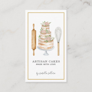 Carte De Visite Pâtisserie Chef Aquarelle Cuisine Ustensiles Busi