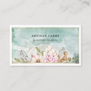 Carte De Visite Pâtisserie Chef Aquarelle Outils de cuisson