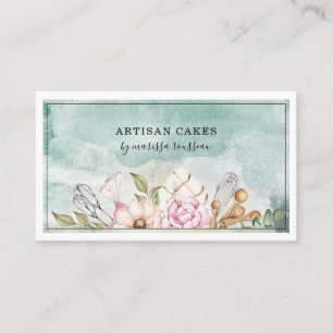 Carte De Visite Pâtisserie Chef Aquarelle Outils de cuisson