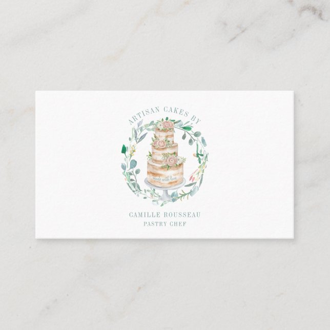 Carte De Visite Pâtisserie Chef Baker Élégant Gâteau Business Ca (Devant)