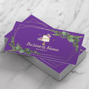 Carte De Visite Pâtisserie Chef Botanique Gâteau sucré violet