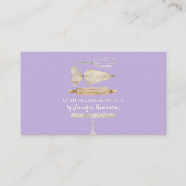Carte De Visite Pâtisserie Chef Cuisine créative Cake violet (Devant)